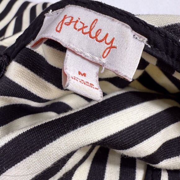 Pixley Dress Medium Kathy Striped‎ Fit & Flare Black Cream Skater Black White - Picture 9 of 15